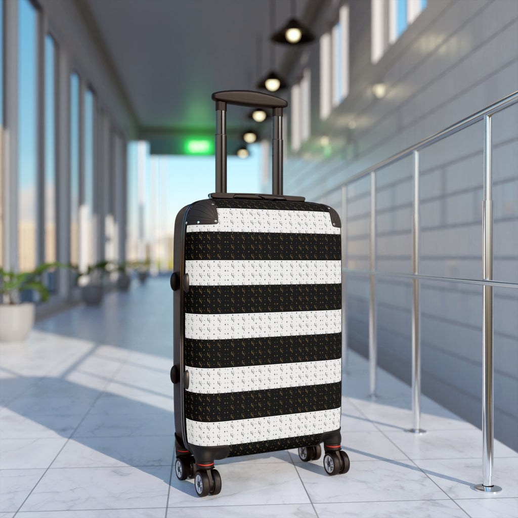 UV signature Black and White Striped Suitcase | Travel Luggage