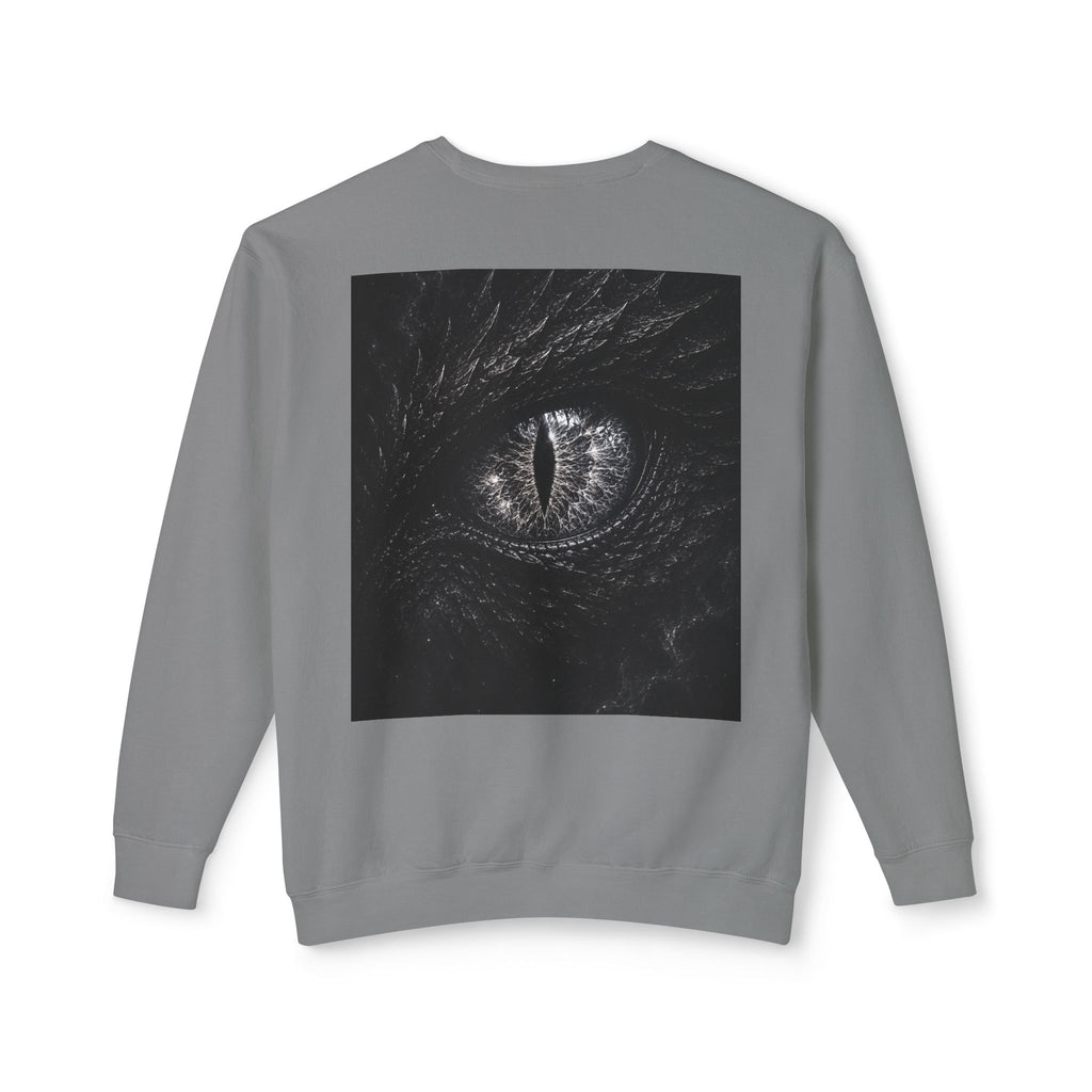 New! UV Graphics Dragon Eye Crewneck Sweatshirt | Minimal Rune Front, Dark Dragon Eye Back