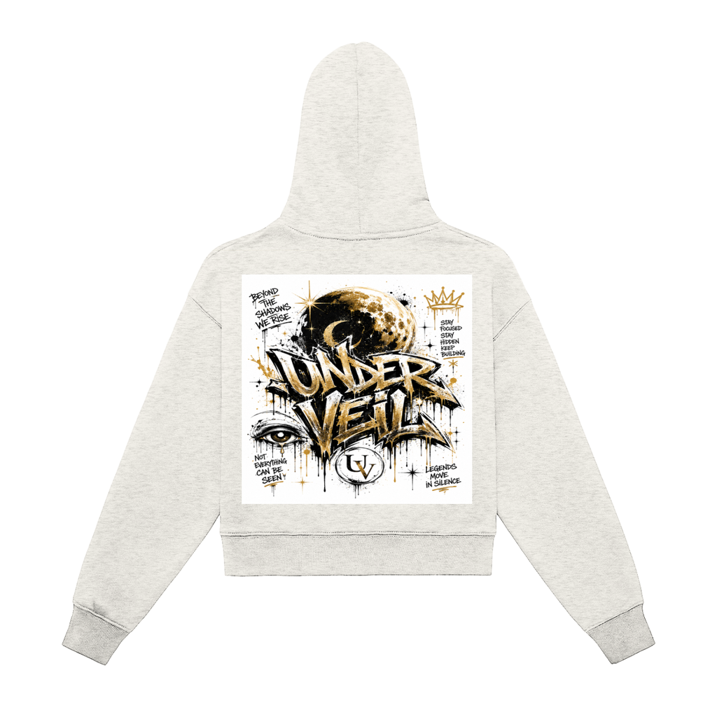 Under Veil Fleeced Zip-Up Cropped Hoodie