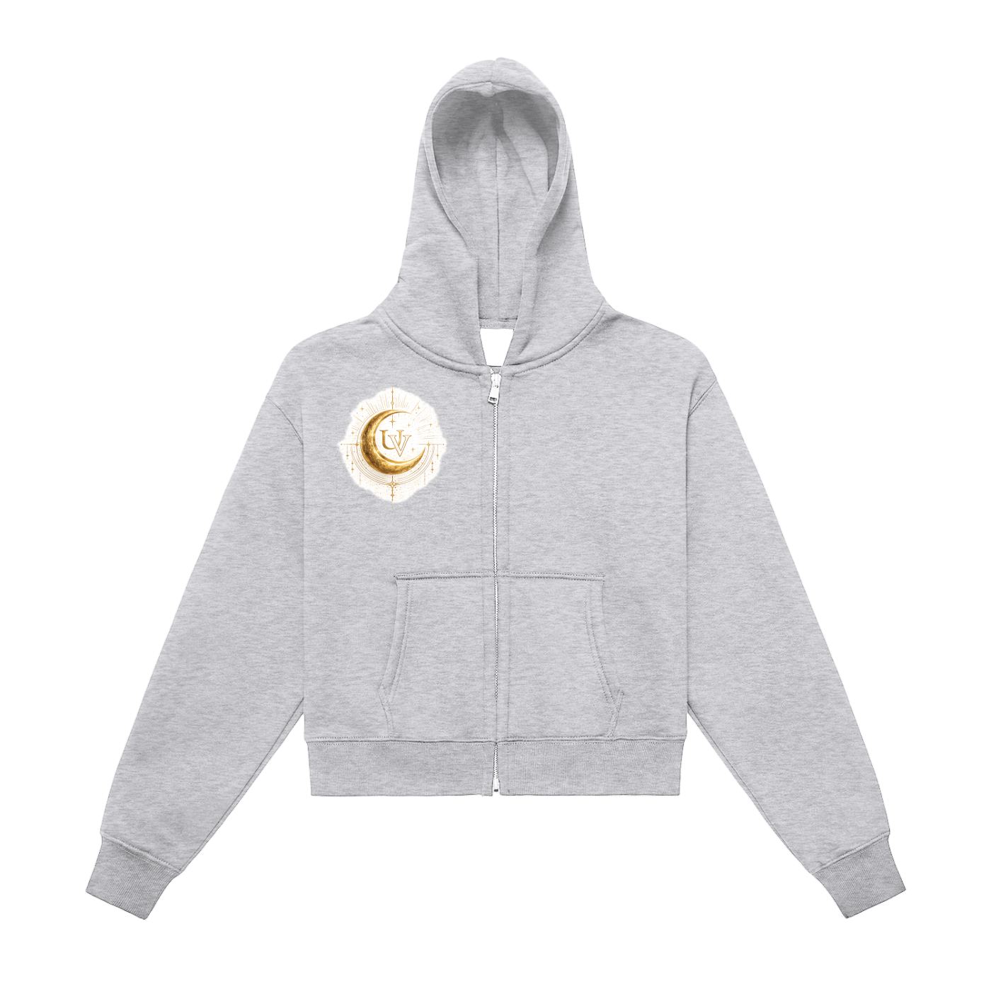 Under Veil Fleeced Zip-Up Cropped Hoodie