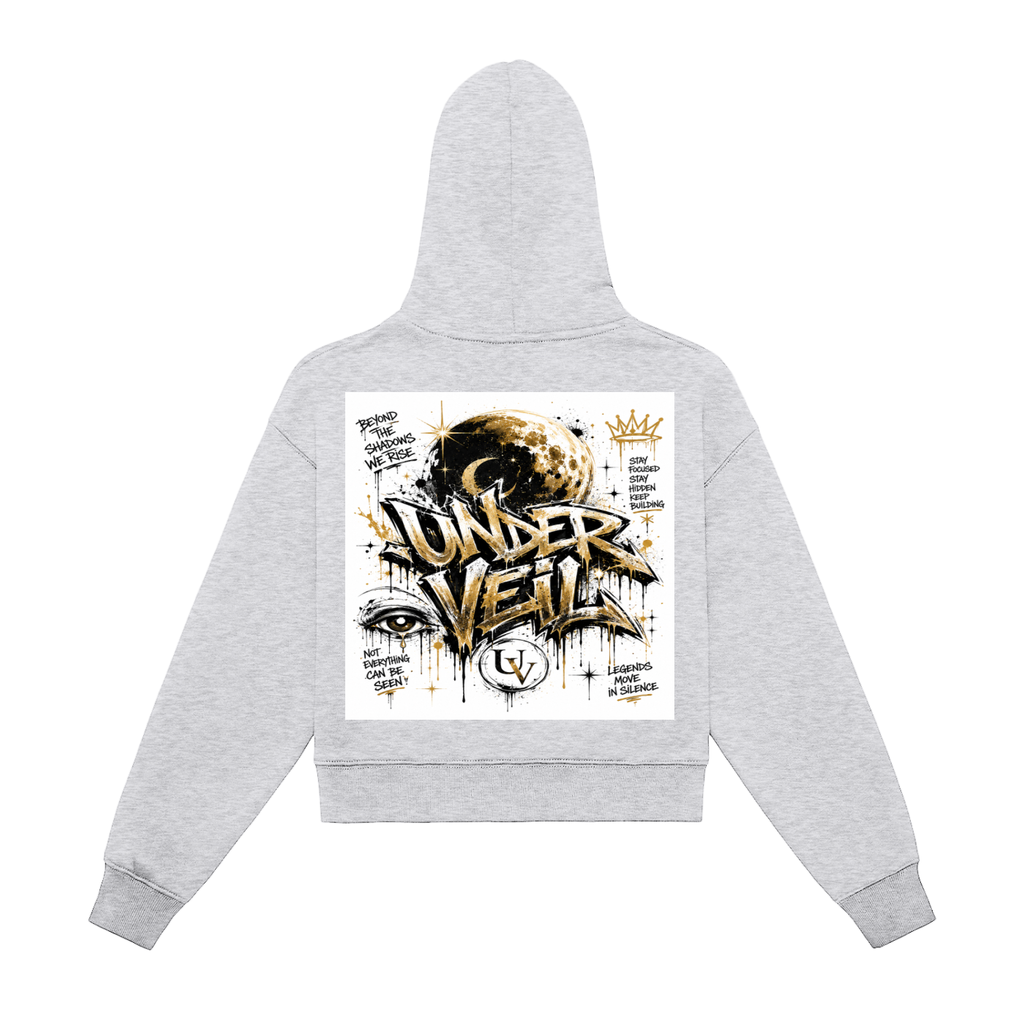Under Veil Fleeced Zip-Up Cropped Hoodie