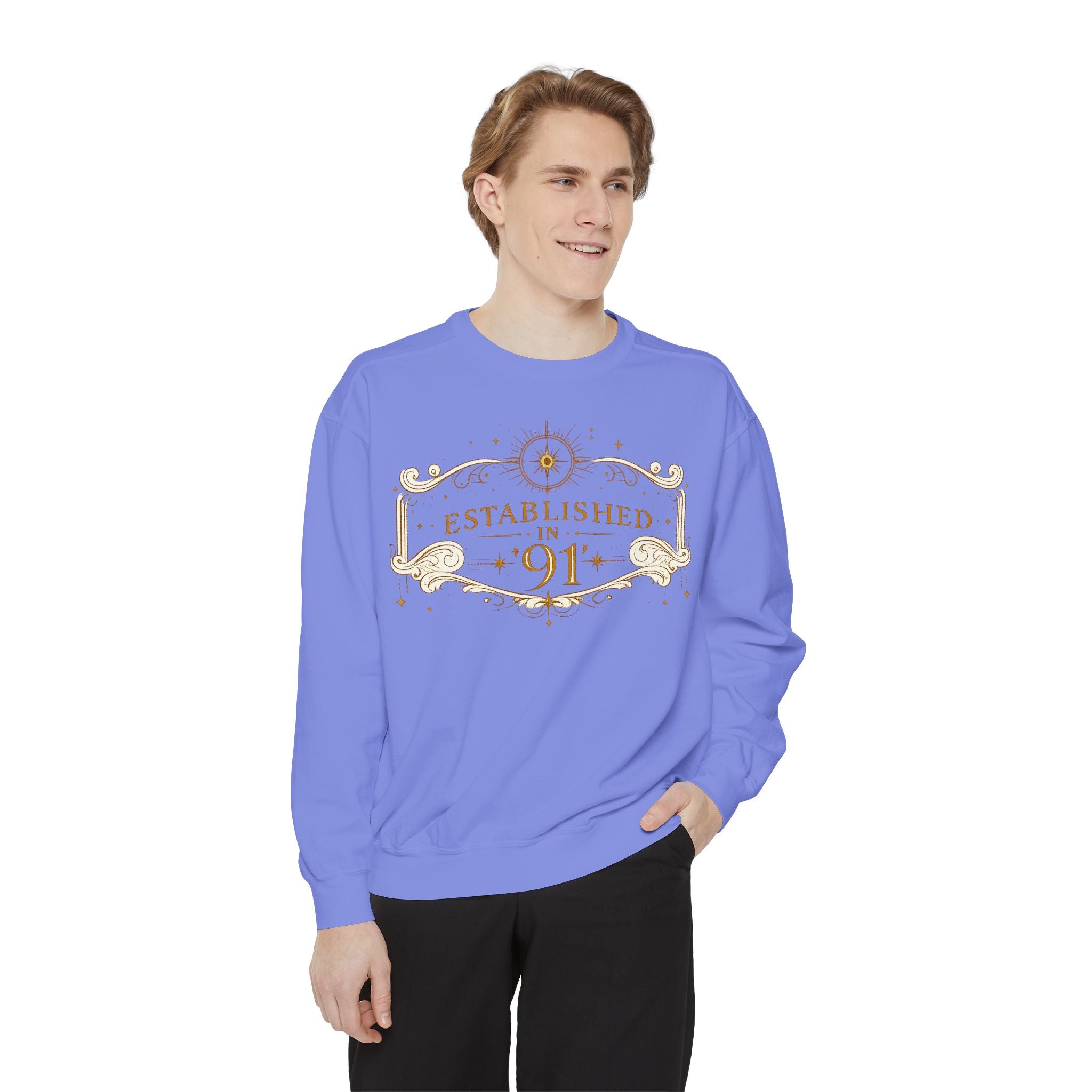 New! UV Graphics Established 91 vintage crest Sweatshirt | 91 compass back graphic