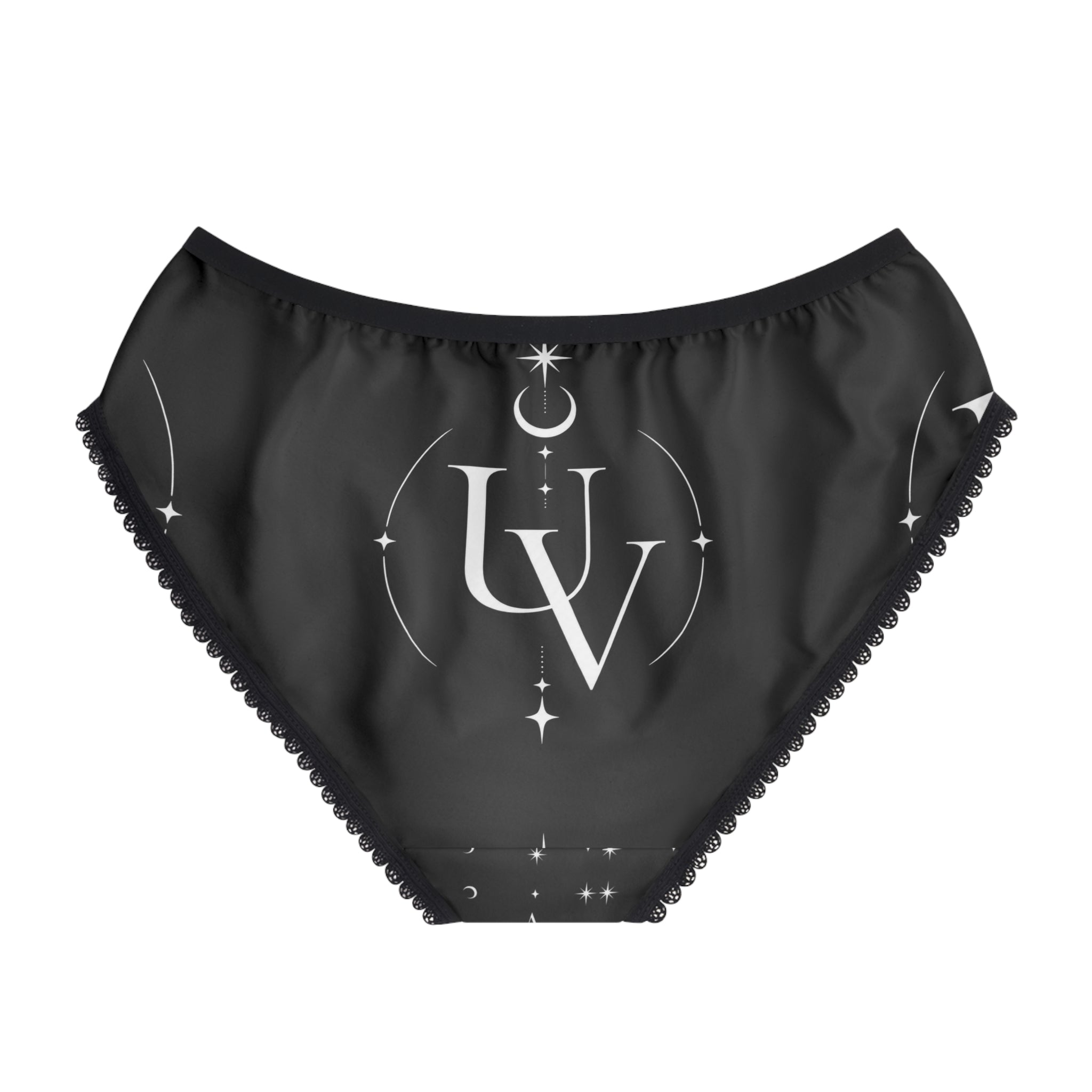 UV Stamp Monogram Logo Women's Briefs | Crescent Moon Starry Design