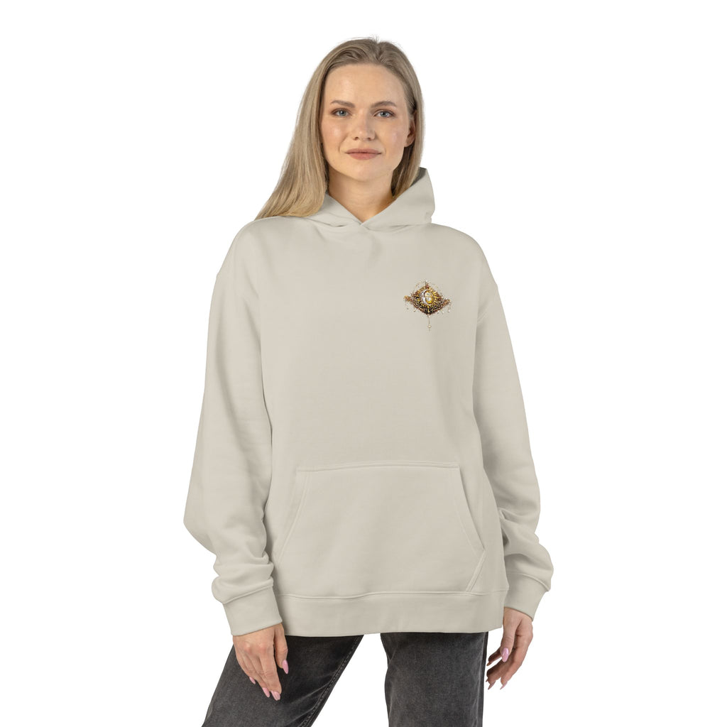 New! UV Sun Moon Graphics Puff Hoodie | Minimal Chest Graphic, Neutral Sweatshirt