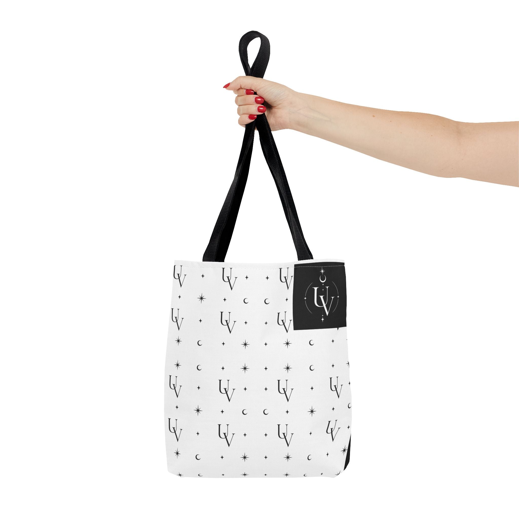 UV Stamp Monogram Pattern Tote Bag | Moon and Stars All-Over Print