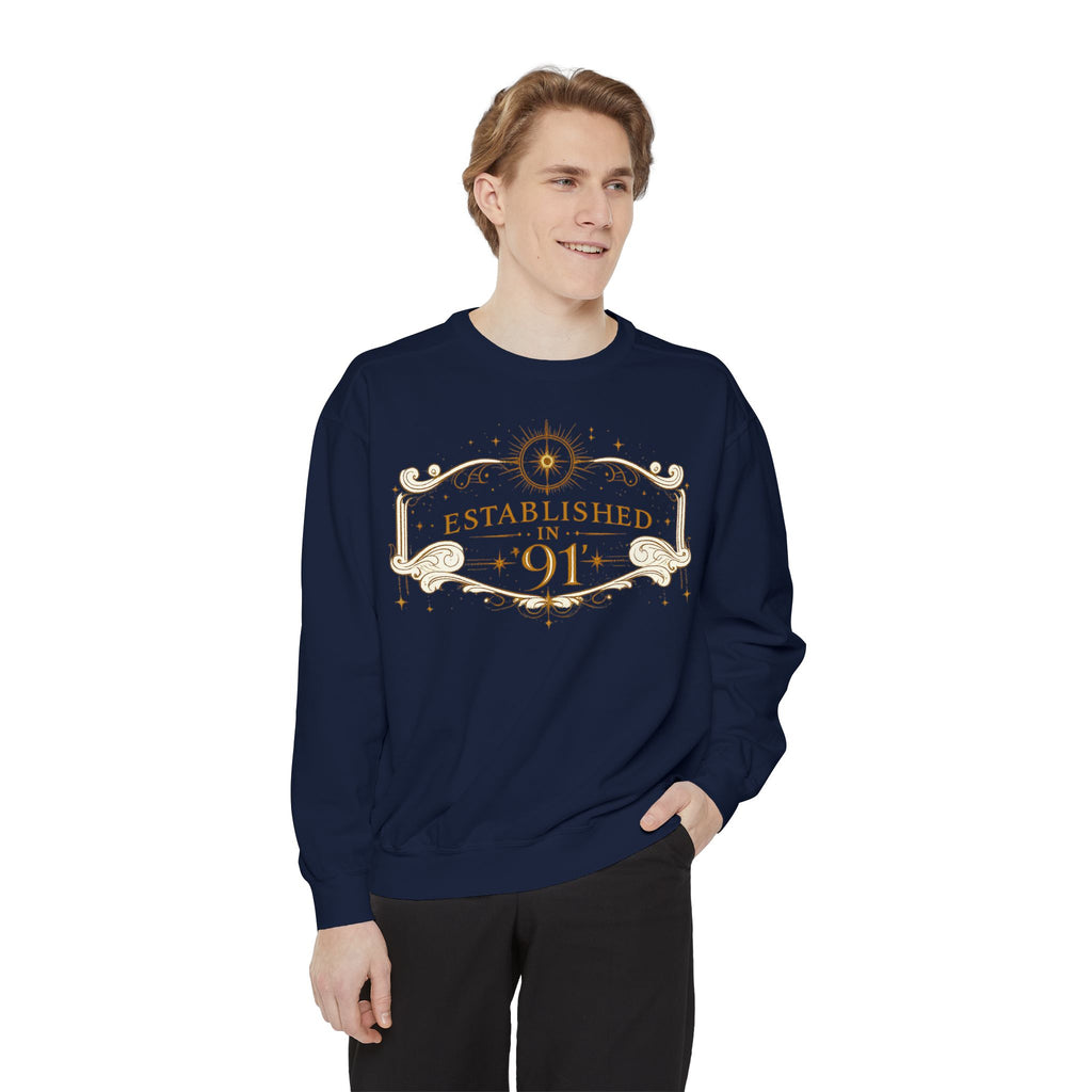 New! UV Graphics Established 91 vintage crest Sweatshirt | 91 compass back graphic