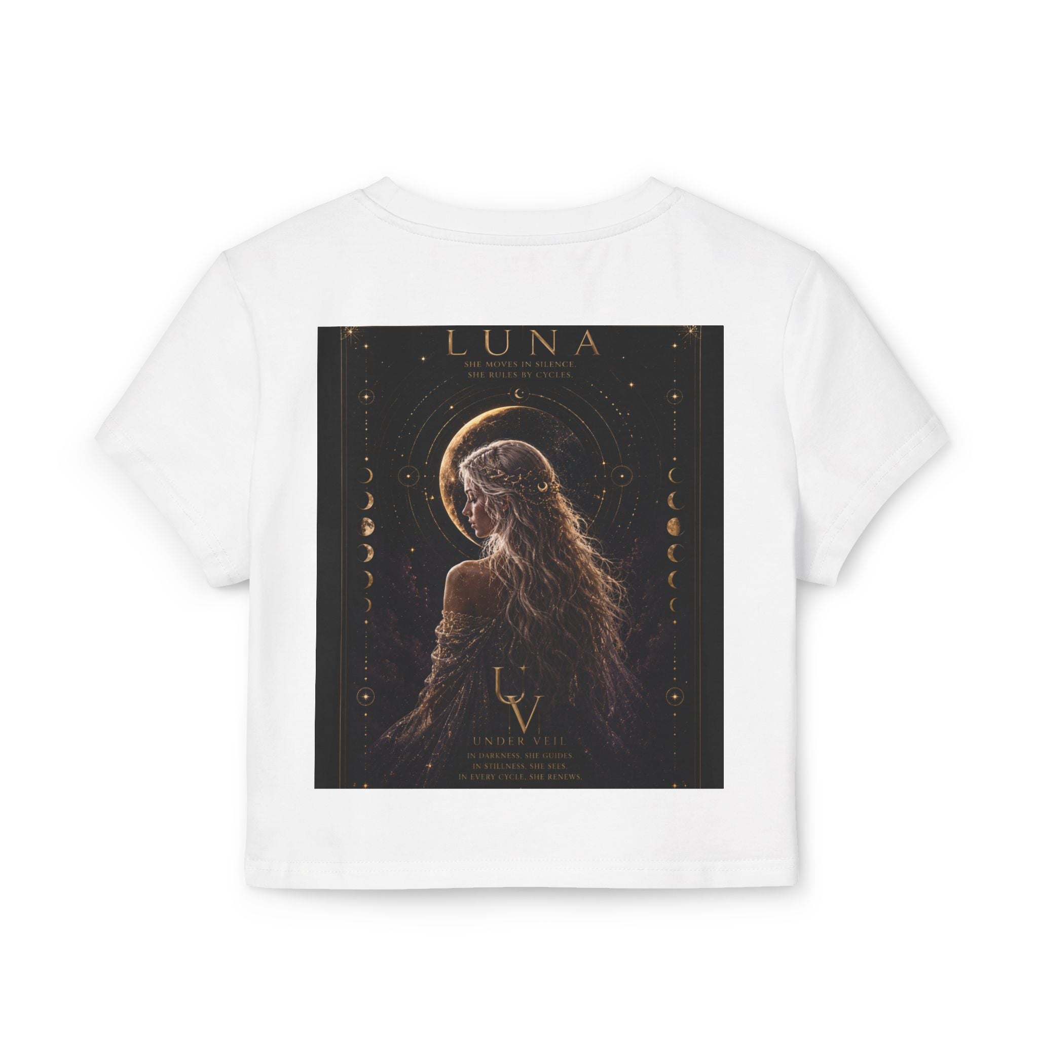 UV Luna Moon Goddess crop tee | Moon phases, mystical celestial art