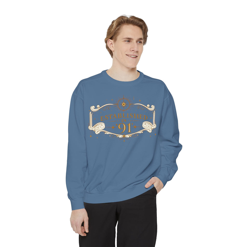 New! UV Graphics Established 91 vintage crest Sweatshirt | 91 compass back graphic