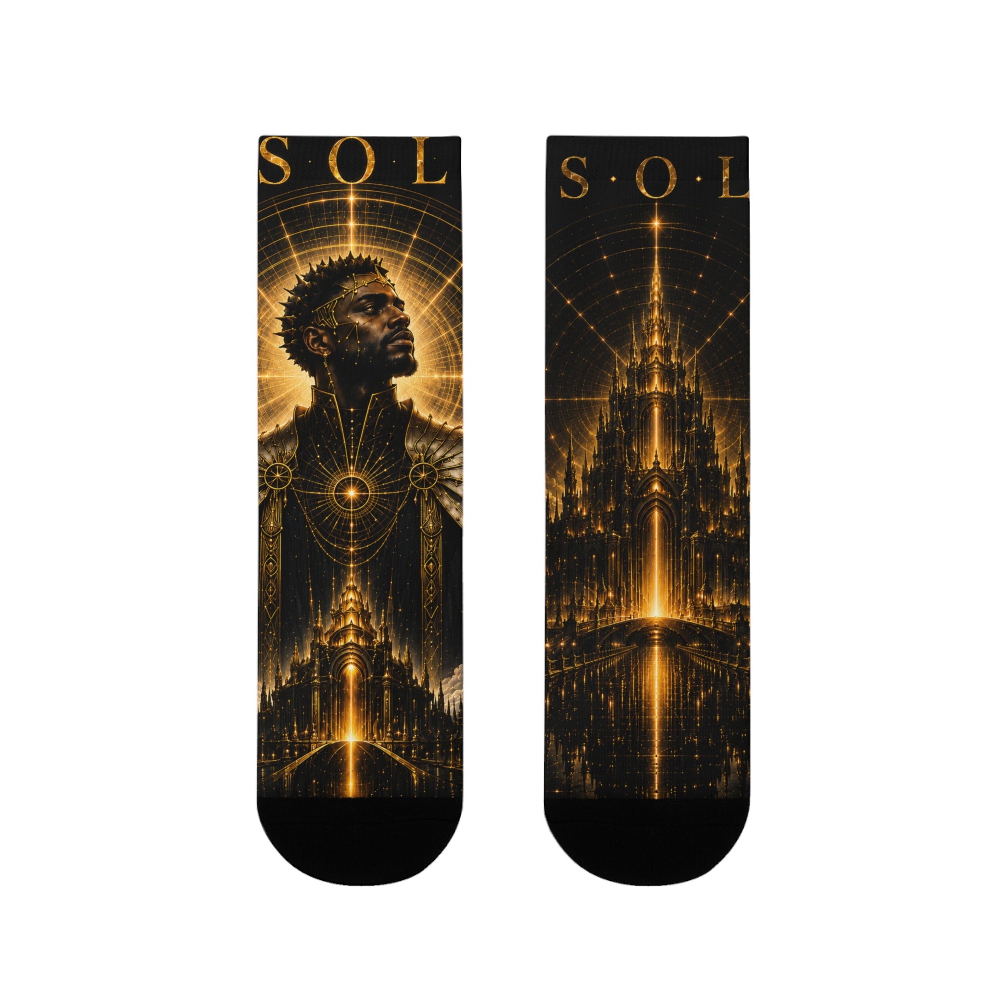 UV SOL King Portrait socks | Crew Socks, Golden Sun Mandala Sublimation