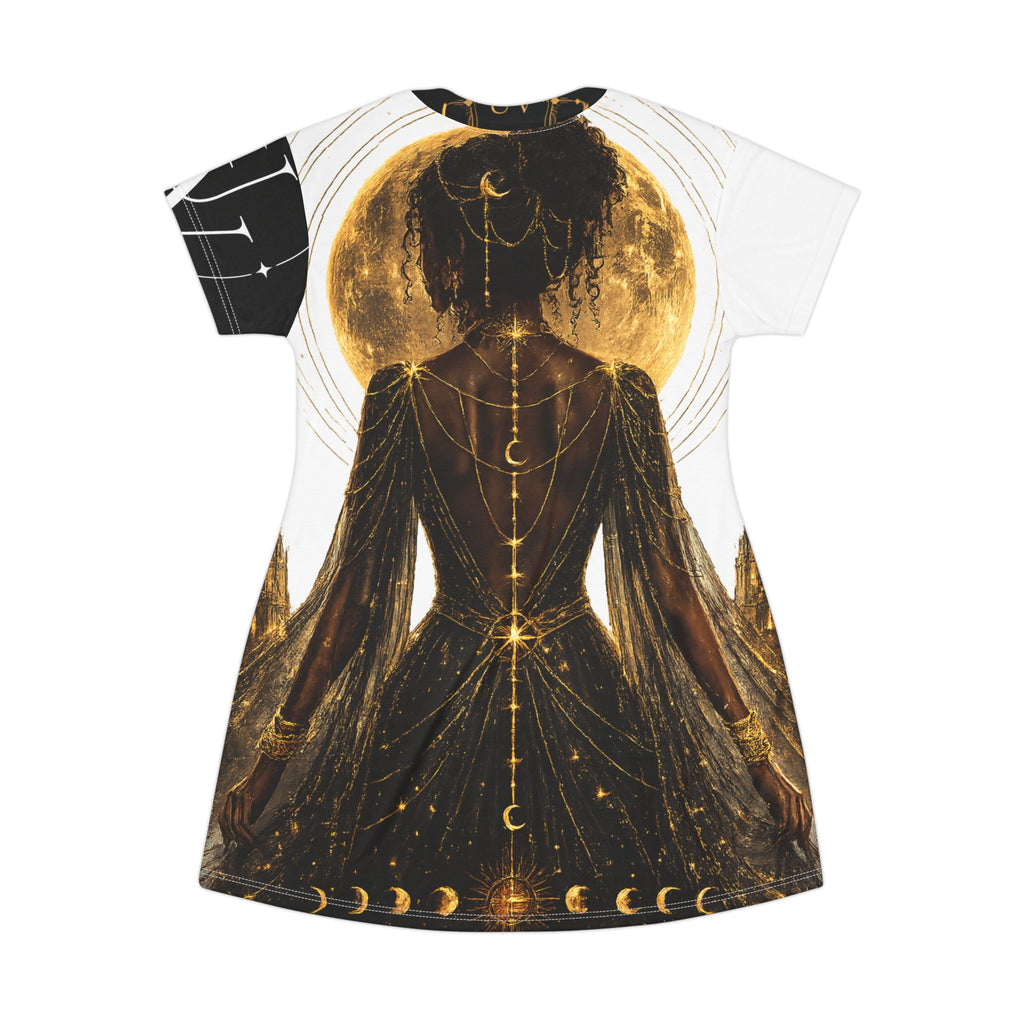 EVE of Reflextion T‑Shirt Dress — Celestial Afrocentric Art AOP