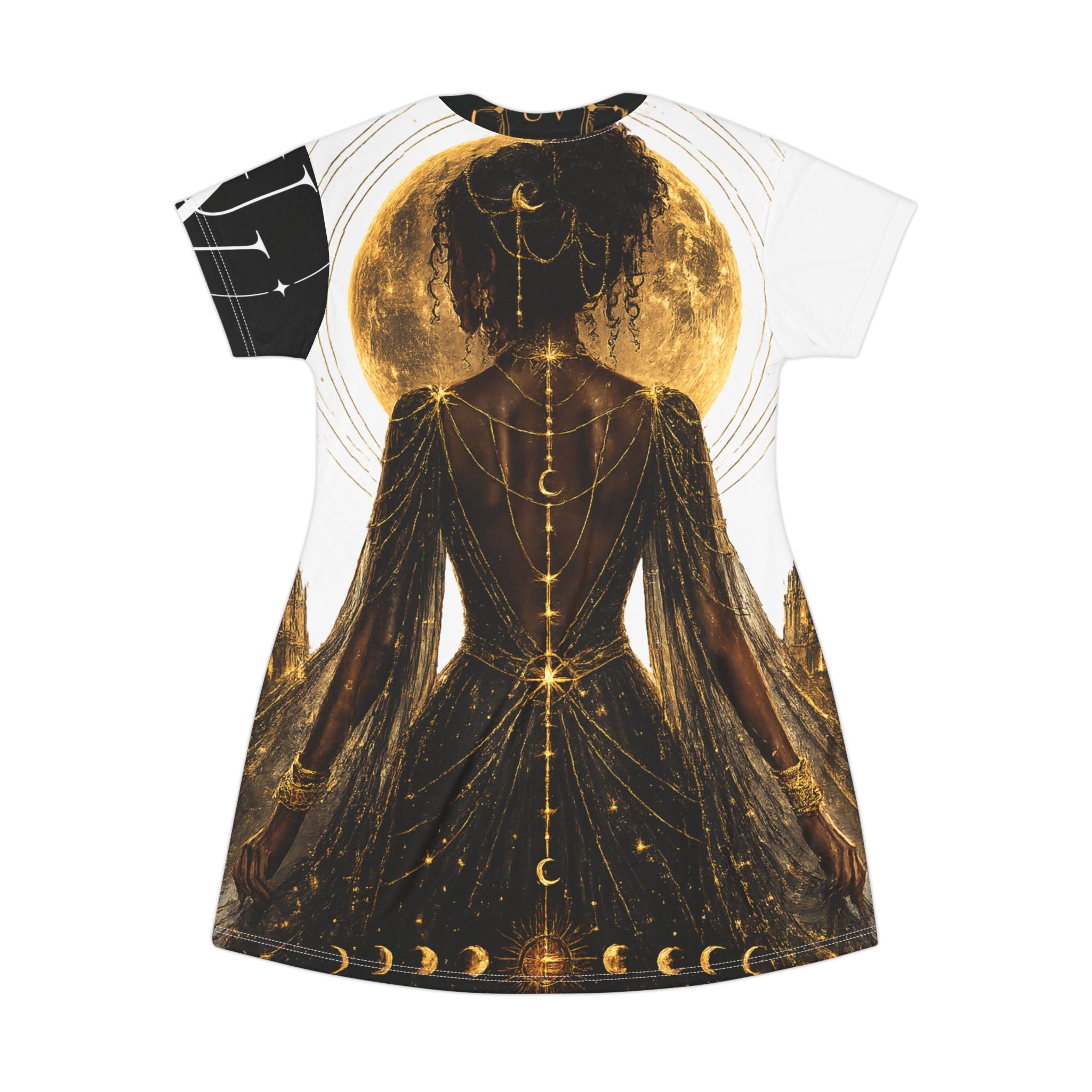 EVE of Reflextion T‑Shirt Dress — Celestial Afrocentric Art AOP