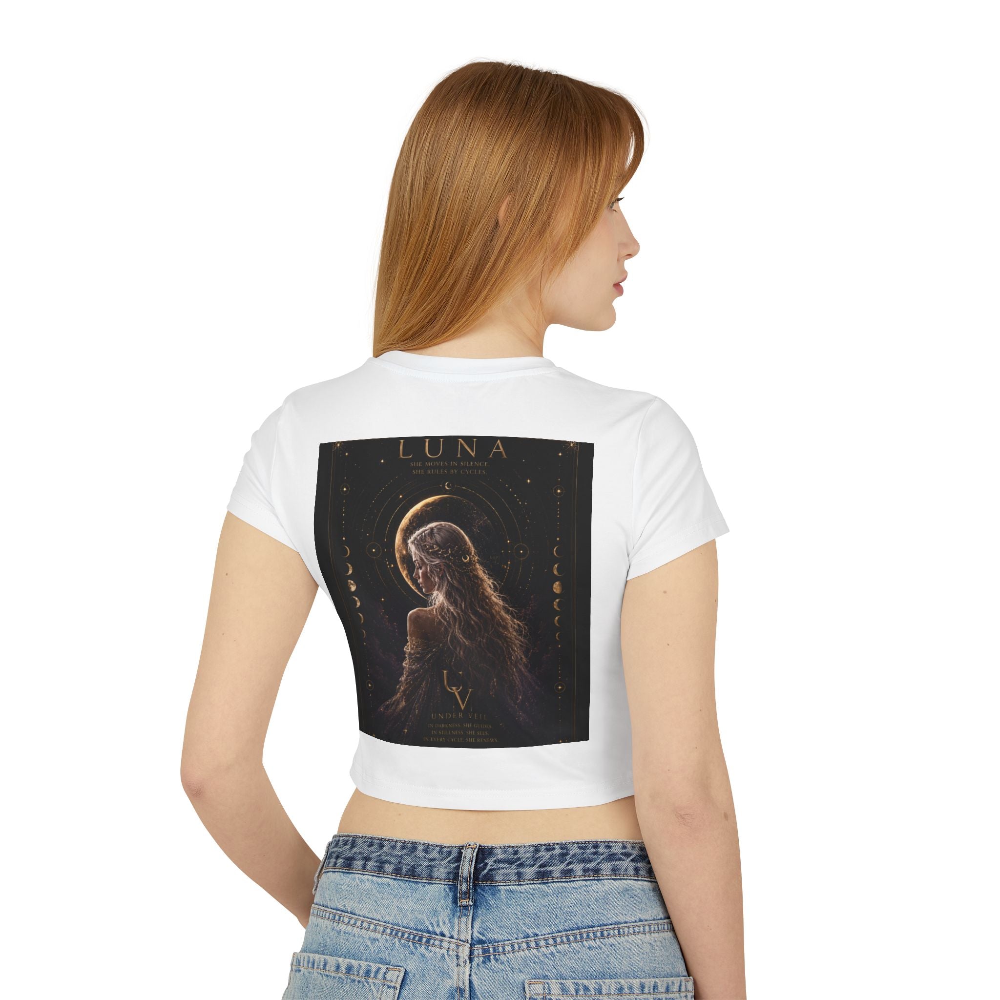 UV Luna Moon Goddess crop tee | Moon phases, mystical celestial art