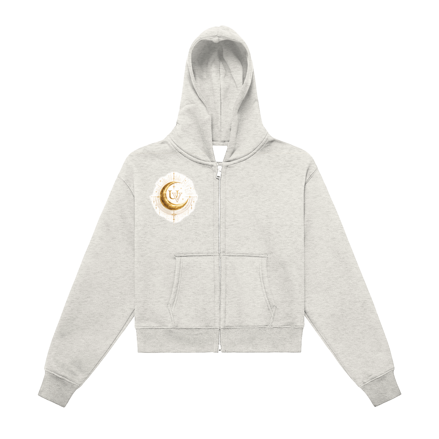Under Veil Fleeced Zip-Up Cropped Hoodie