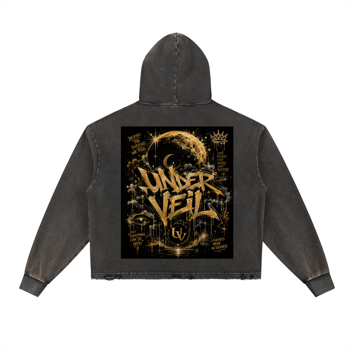 Under Veil Vintage Washed Frayed-Hem Hoodie